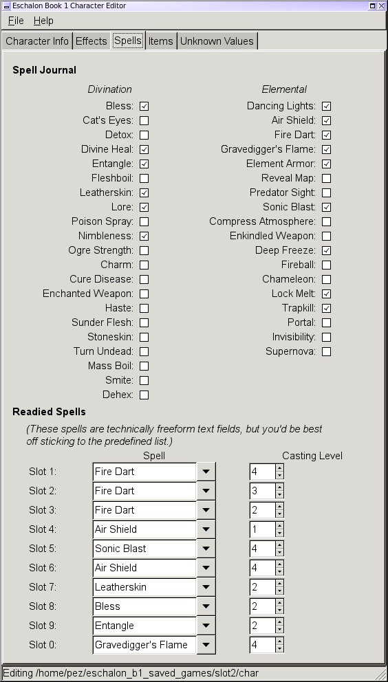 Character Spells, Book 1