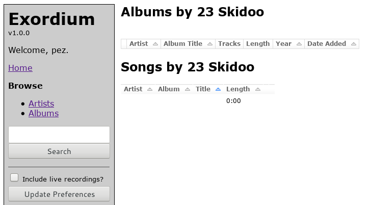 Live albums turned off (the default)