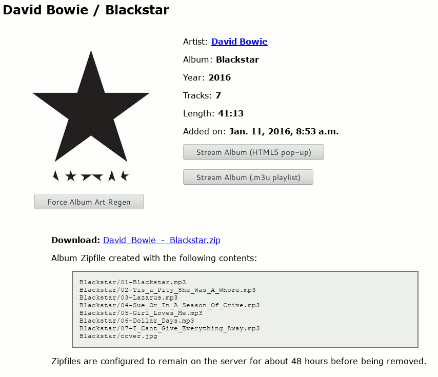Album Zipfile Downloads