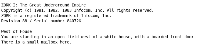 Zork I Opening Text