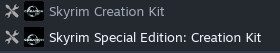 Steam software list showing both Skyrim Creation Kit versions